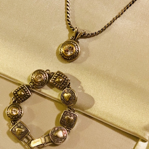 | Vintage Brighton Silver & Gold Pendant Necklace - Picture 2 of 8